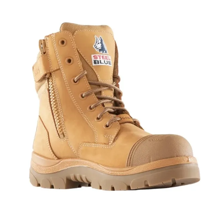 Steel Blue Wheat Southern Cross Zip Sided Lace Up Scuff Composite Toe Safety Boot (318591) (Pre Order)