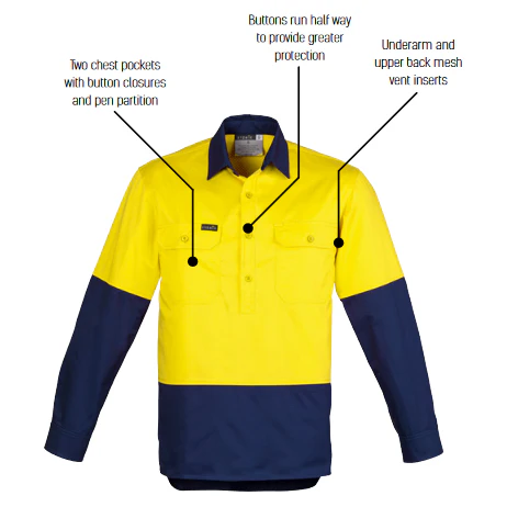 Syzmik Hi Vis Closed Front L/S Shirt (ZW560) - Image 5