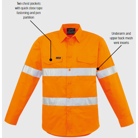 Syzmik Mens Hi Vis Hoop Taped Shirt (ZW640) - Image 3