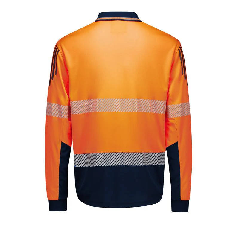 Syzmik Mens Hi Vis Flux Segmented Tape Long Sleeve Polo (ZH550) - Image 2