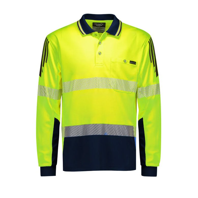 Syzmik Mens Hi Vis Flux Segmented Tape Long Sleeve Polo (ZH550) - Image 3