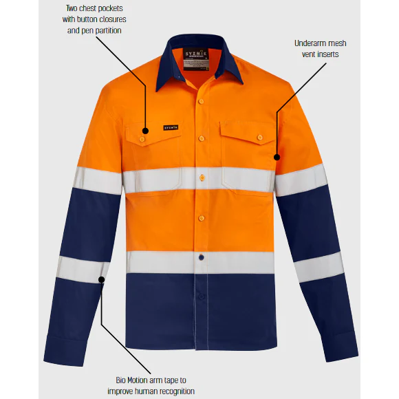 Syzmik Mens Hi Vis Lightweight Bio Motion Shirt (ZW520) - Image 5