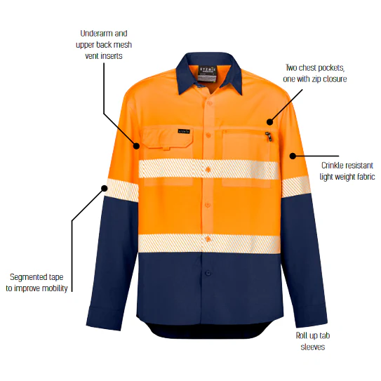 Syzmik Mens Hi Vis Outdoor Segmented Tape L/S Shirt (ZW470) - Image 5