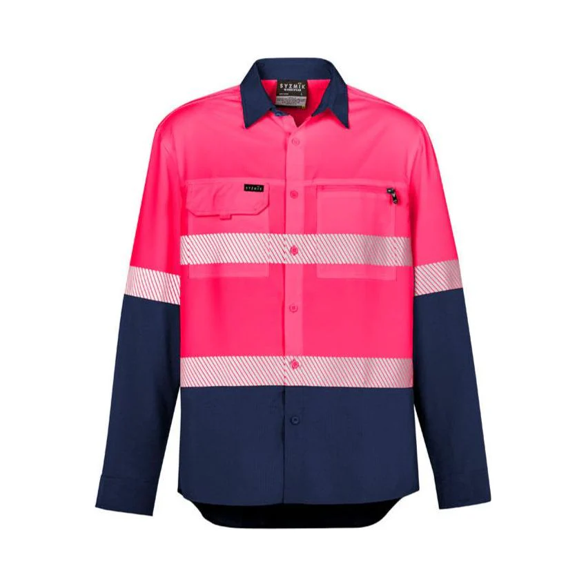 Syzmik Mens Hi Vis Outdoor Segmented Tape L/S Shirt (ZW470) - Image 6
