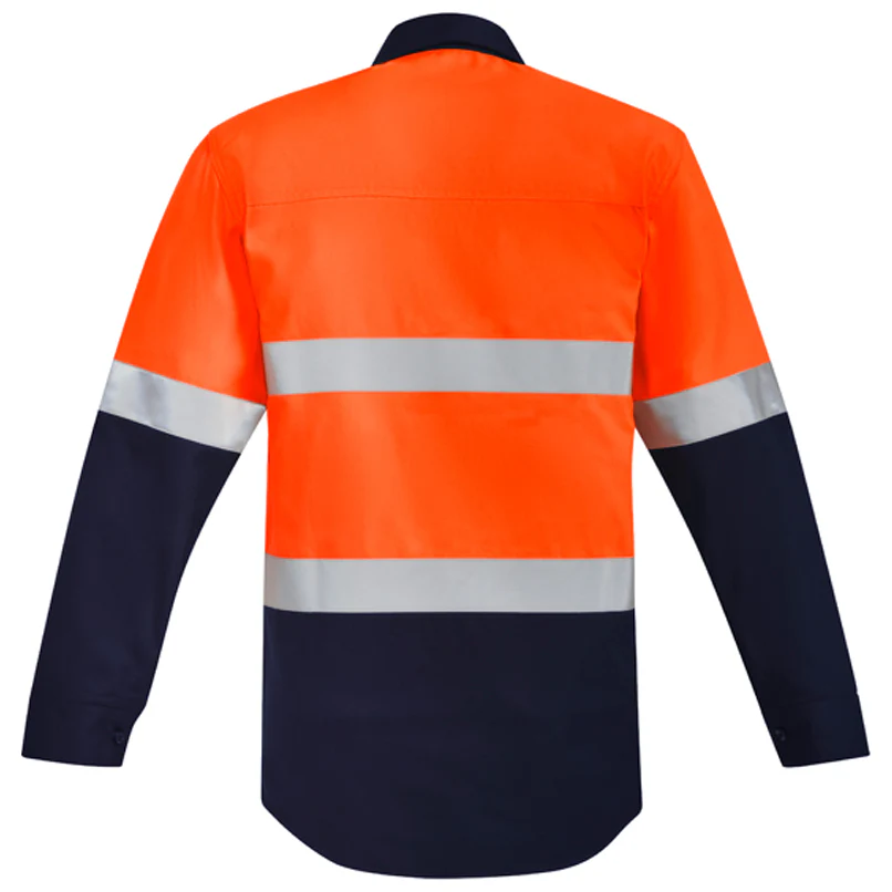 Syzmik Mens Orange Flame HRC 2 Hoop Taped Closed Front Spliced Shirt (ZW143) - Image 4
