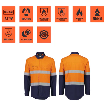 Syzmik Mens Orange Flame Lightweight Ripstop Spliced Shirt (ZW180) - Image 3