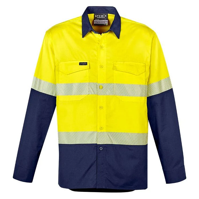 Syzmik Mens Rugged Cooling Hi Vis Segmented Tape L/S Shirt (ZW229) - Image 2
