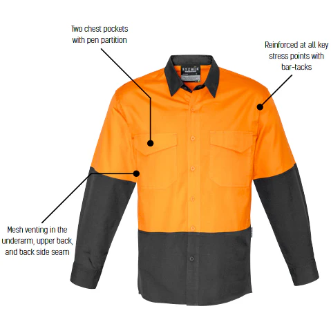 Syzmik Mens Rugged Cooling Hi Vis Spliced Shirt (ZW128) - Image 9