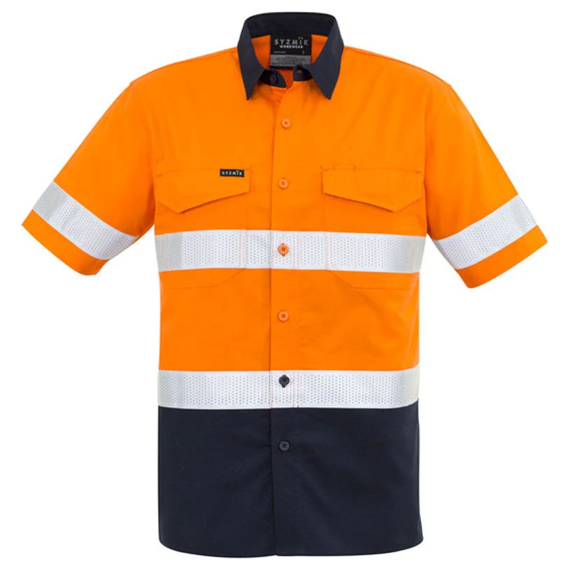 Syzmik Mens Rugged Cooling Taped Hi Vis Spliced S/S Shirt (ZW835) - Image 2