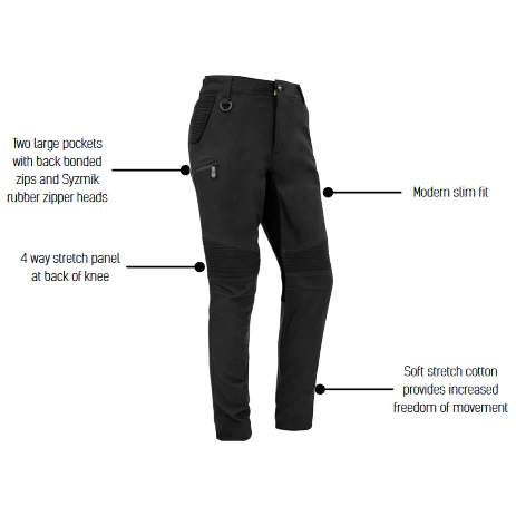 Syzmik Mens Streetworx Stretch Pant Non-Cuffed (ZP320) - Image 5