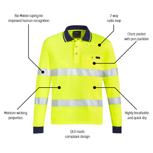 Syzmik Unisex Hi Vis Bio Motion Taped Polo (ZH380) - Image 3