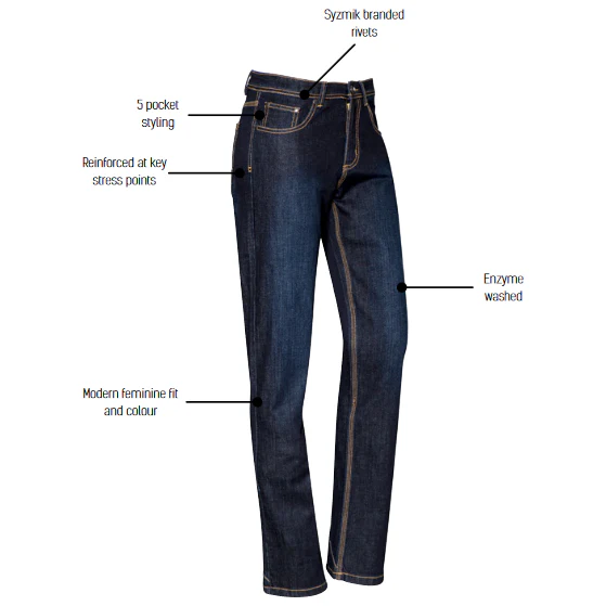 Syzmik Womens Stretch Denim Work Jeans (ZP707) - Image 3