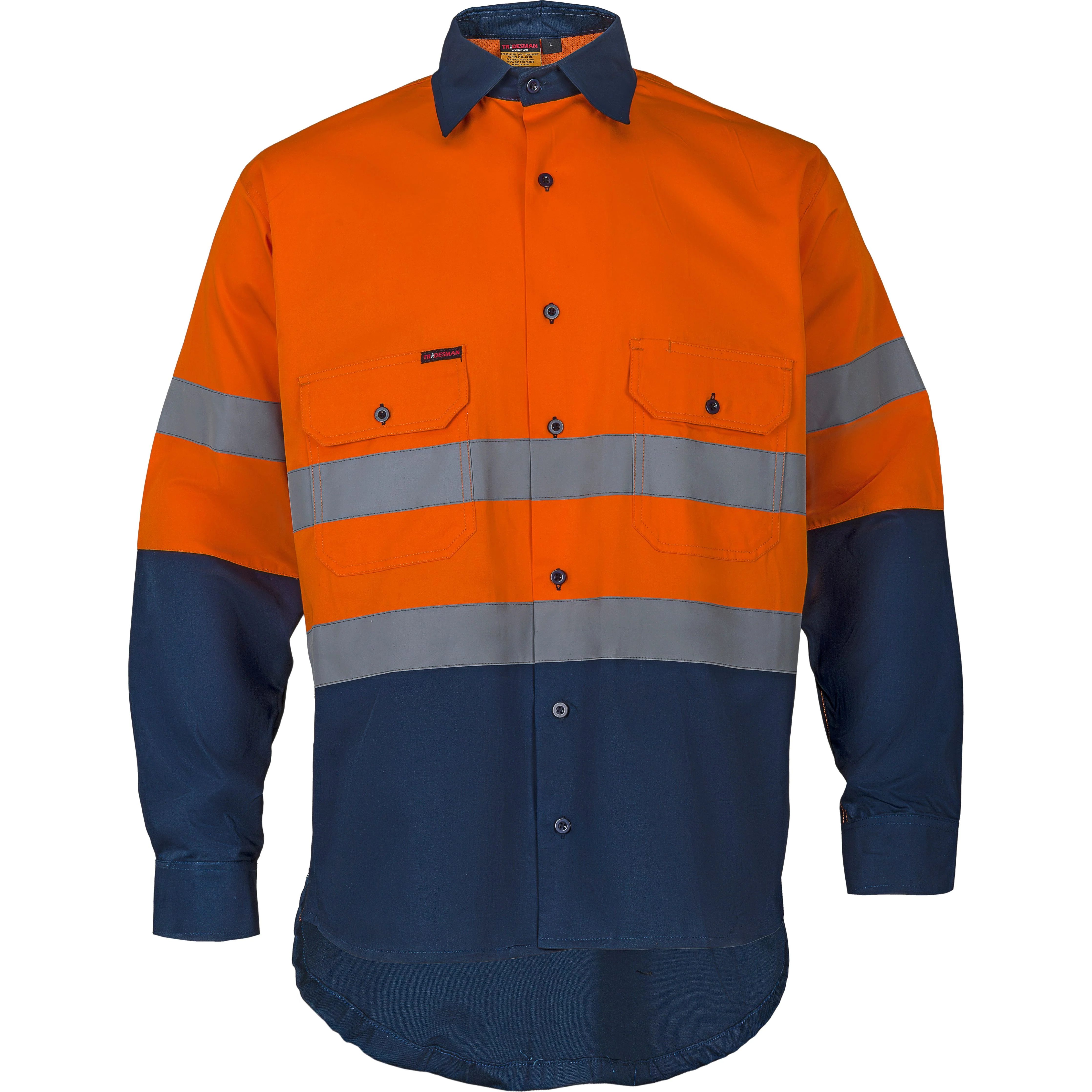 Tradesman Hi Vis Cotton Drill Long Sleeve Shirt With Reflective Tape (C93)