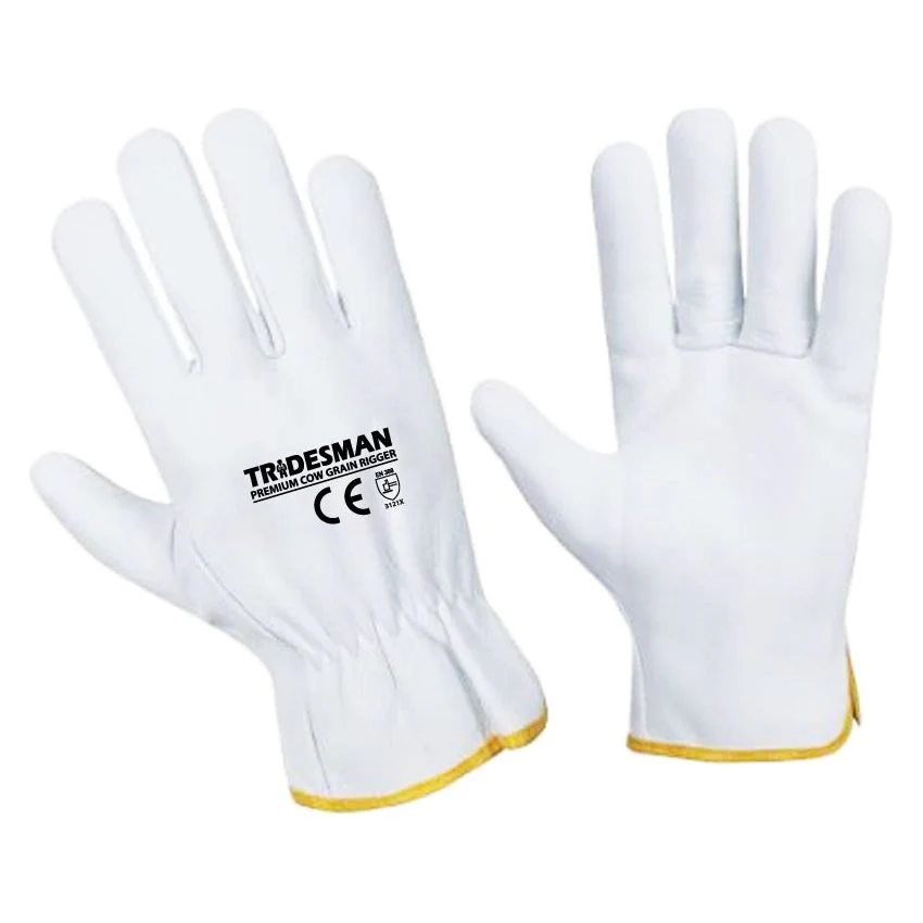 Tradesman Premium Natural Cow Grain Leather Rigger Gloves - Pack of 12 (LL227A)
