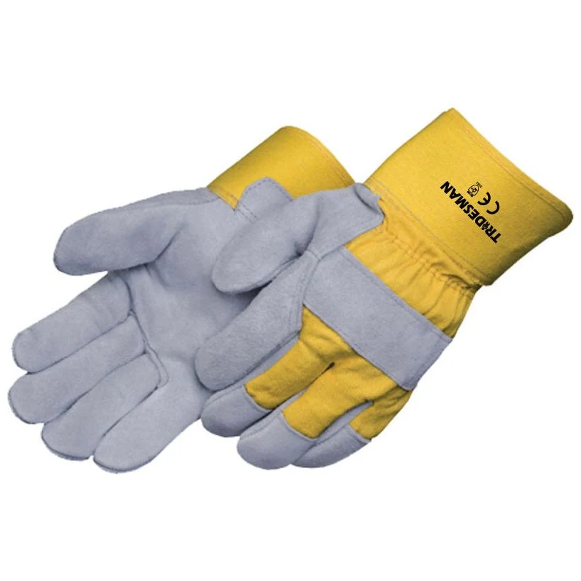 Tradesman Yellow Grey Natural Cow Split Leather Work Glove (Carton of 72 Pairs)