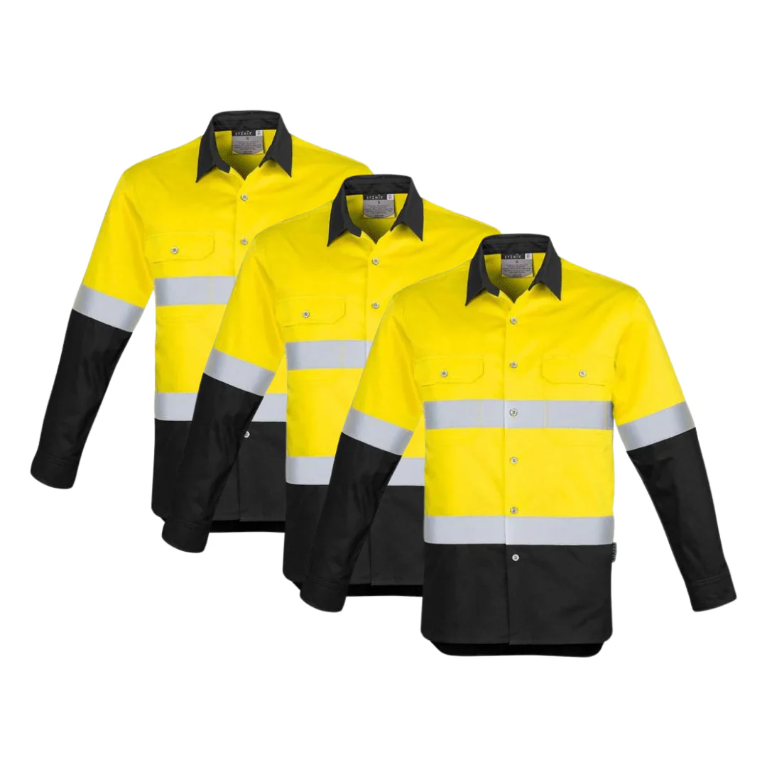 Tradies Value Pack - 3x Syzmik Mens Hi Vis Spliced Industrial Shirt - Hoop Taped (ZW123) - Image 4