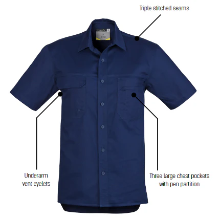 Tradies Value Pack - 3x Syzmik Mens Light Weight Tradie Shirt - Short Sleeve (ZW120) - Image 9