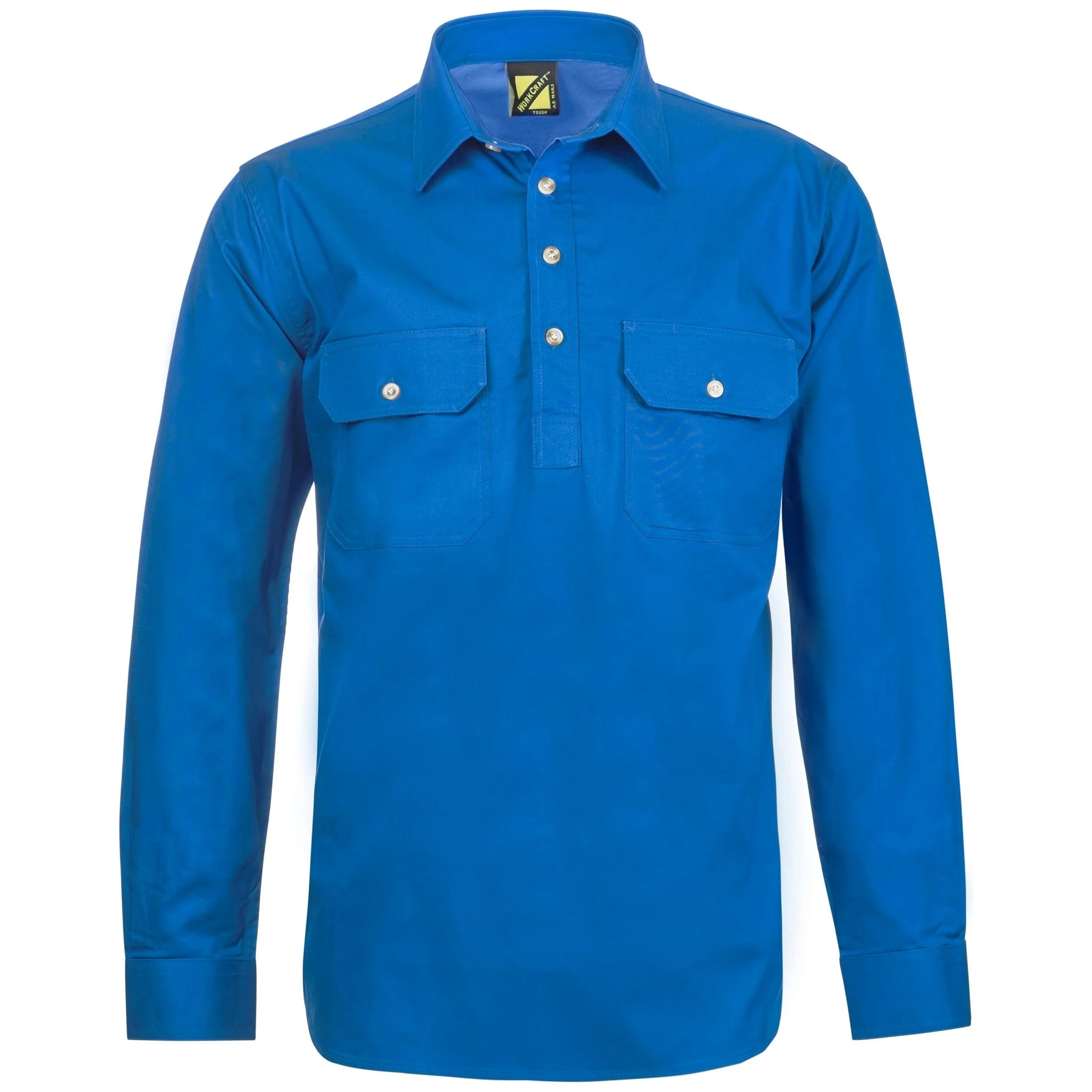 Workcraft Lightweight Long Sleeve Half Placket Cotton Drill Shirt With Contrast Buttons (WS3029) - Image 7