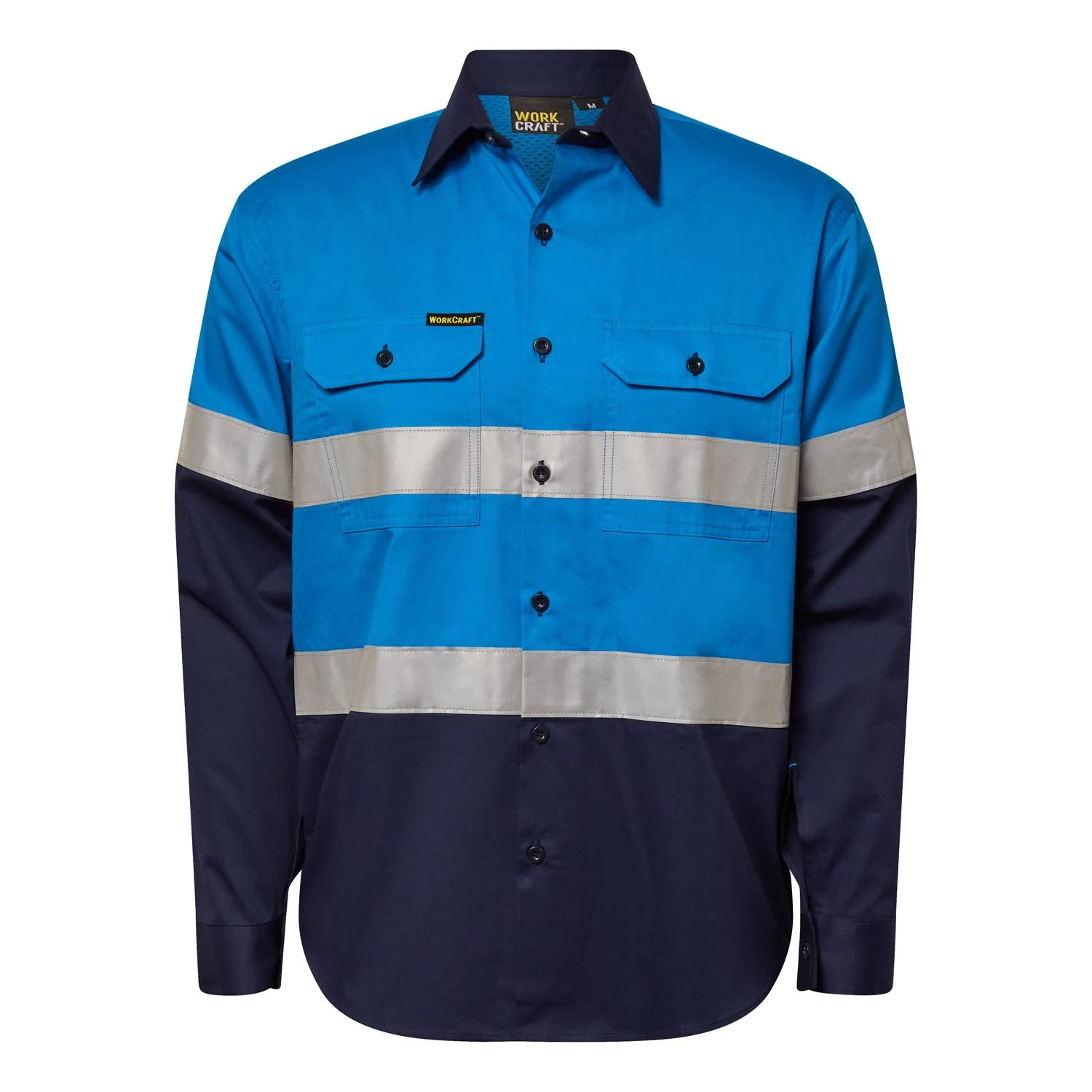 Workcraft Lightweight Two Tone Long Sleeve Vented Cotton Drill Shirt With CSR Reflective Tape - Night Use Only (WS4132) - Image 3