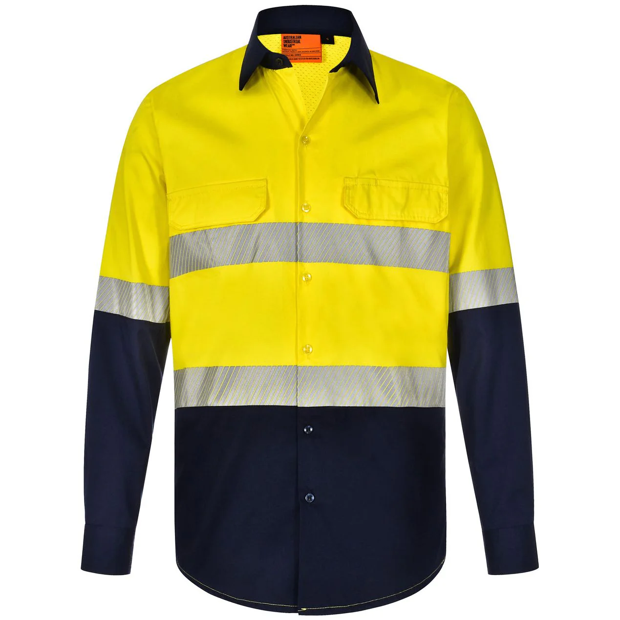 Winning Spirit Unisex Hi Vis Cool Breeze Safety Long Sleeve Shirt with Segmented Reflective Tape (SW83) - Image 2