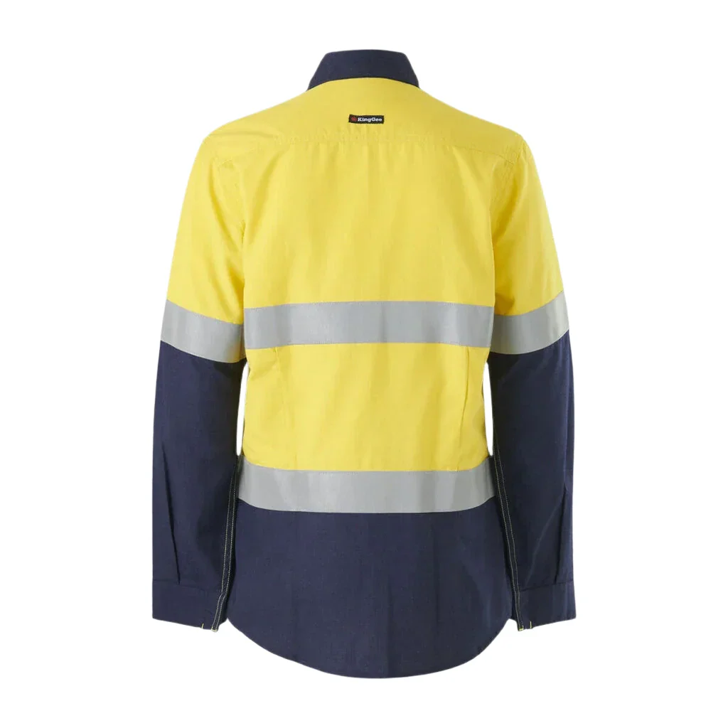 KingGee Women’s Shieldtec Lenzing FR Hi-Vis Spliced Open Front Taped Shirt (K84002) - Image 4