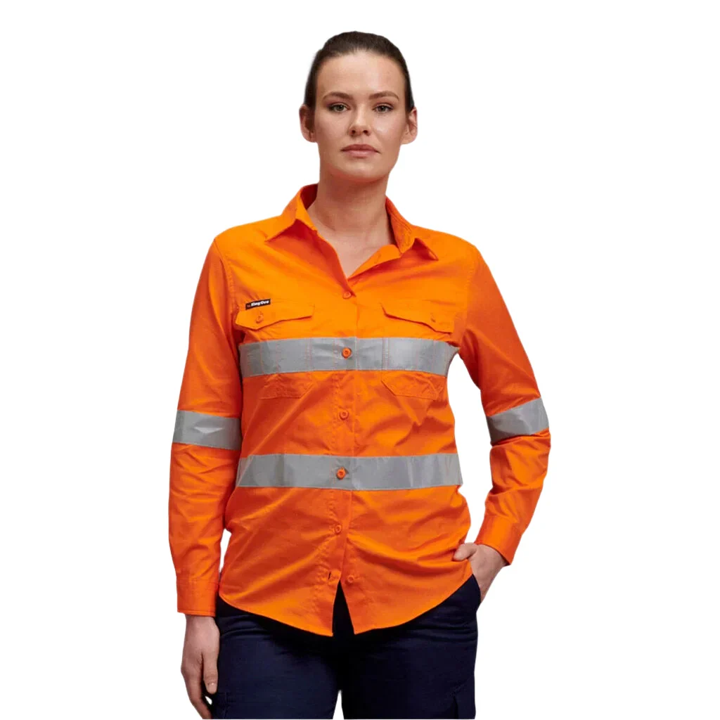 KingGee Women's Workcool 2 Hi-Vis Reflective Work Shirt (K44545)
