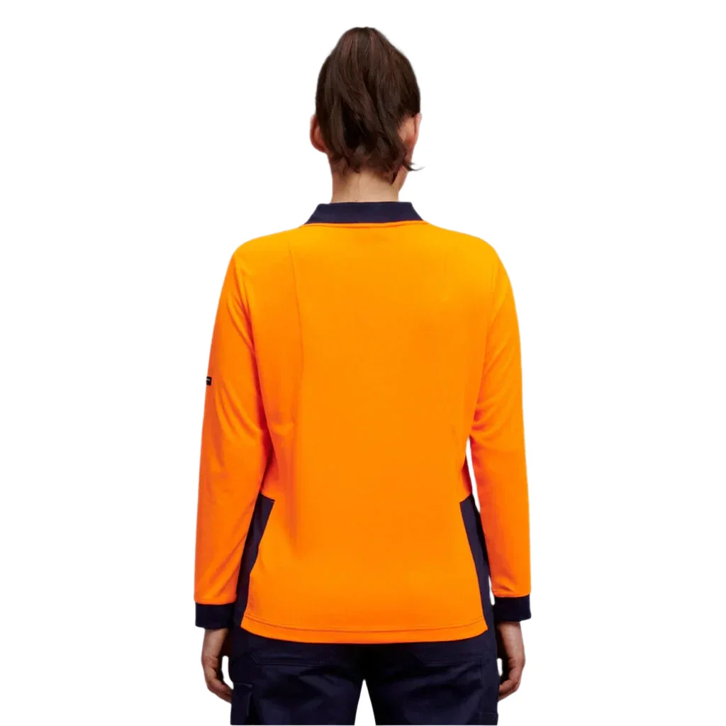 KingGee Women's Workcool Hyperfreeze Hi-Vis Long Sleeve Polo Shirt (K44730) - Image 4