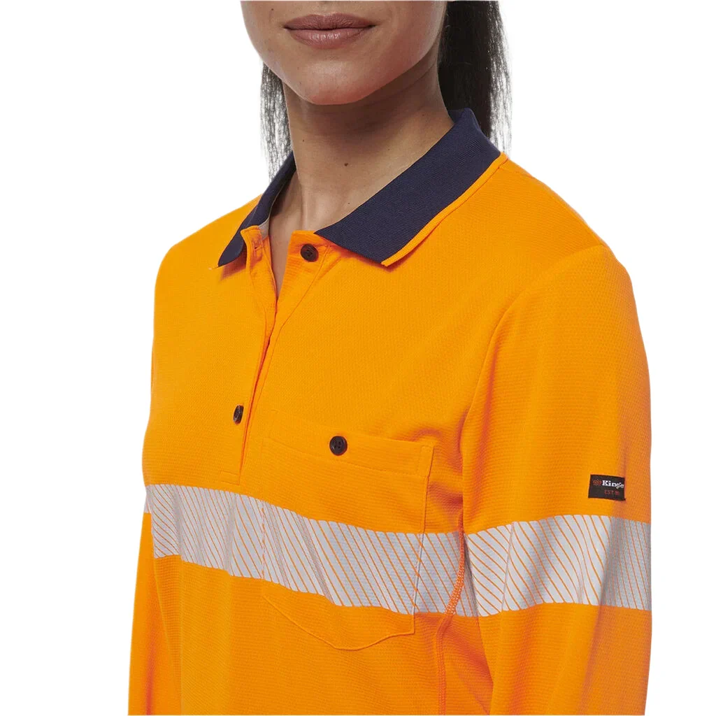 KingGee Women's Workcool Hyperfreeze Spliced Long Sleeve Polo with Segmented Tape (K44223) - Image 5