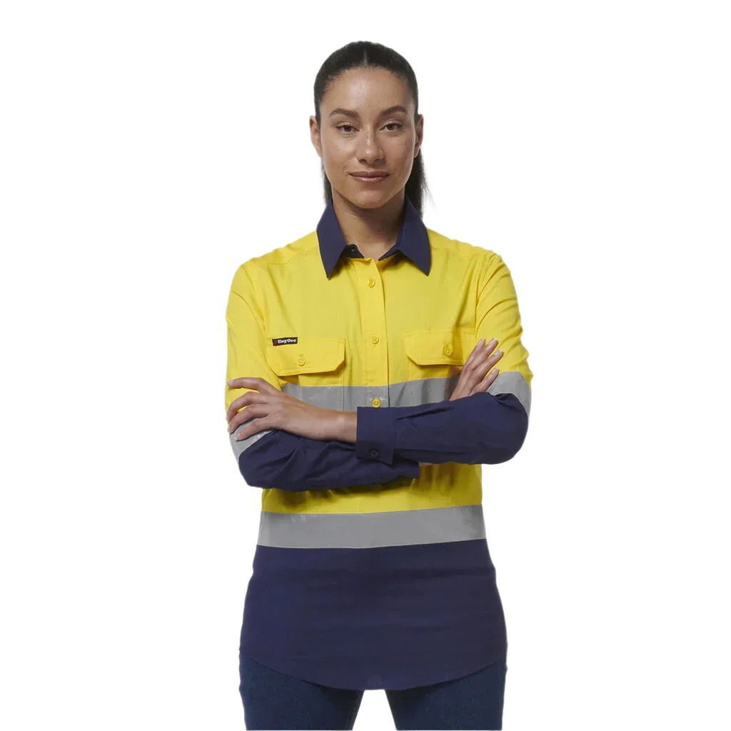 KingGee Women's Workcool Vented Closed Front Reflective Shirt (K44230)