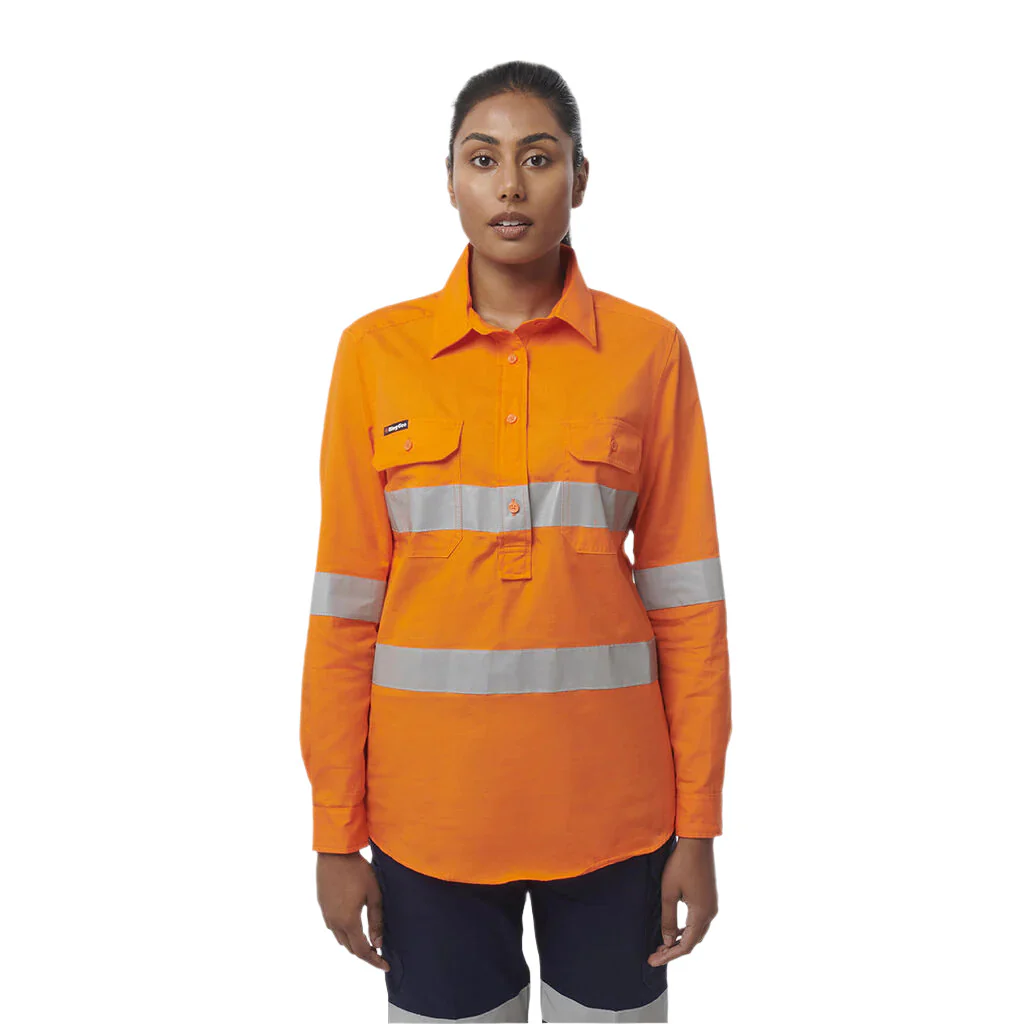 KingGee Women's Workcool Vented Closed Front Shirt Taped Long Sleeve (K44228)