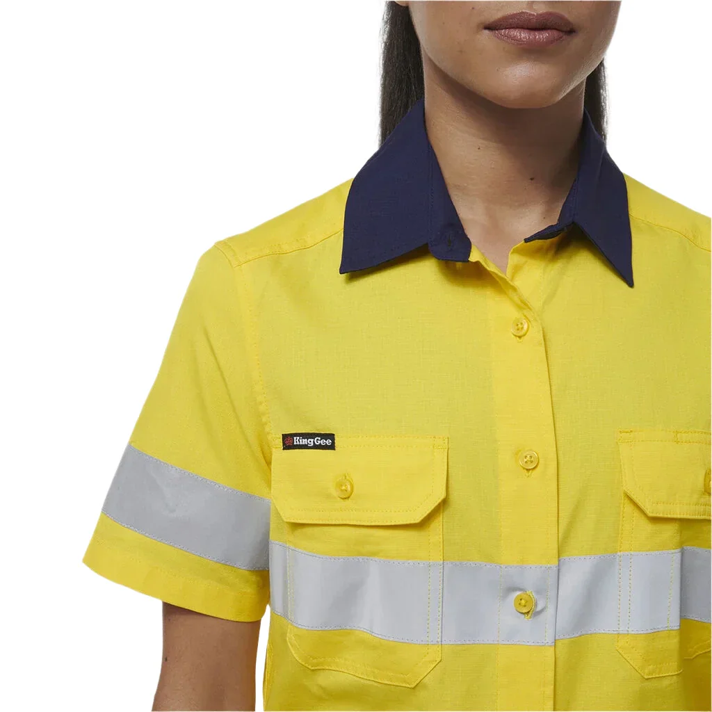 KingGee Women's Workcool Vented Reflective Short Sleeve Shirt (K44229) - Image 4