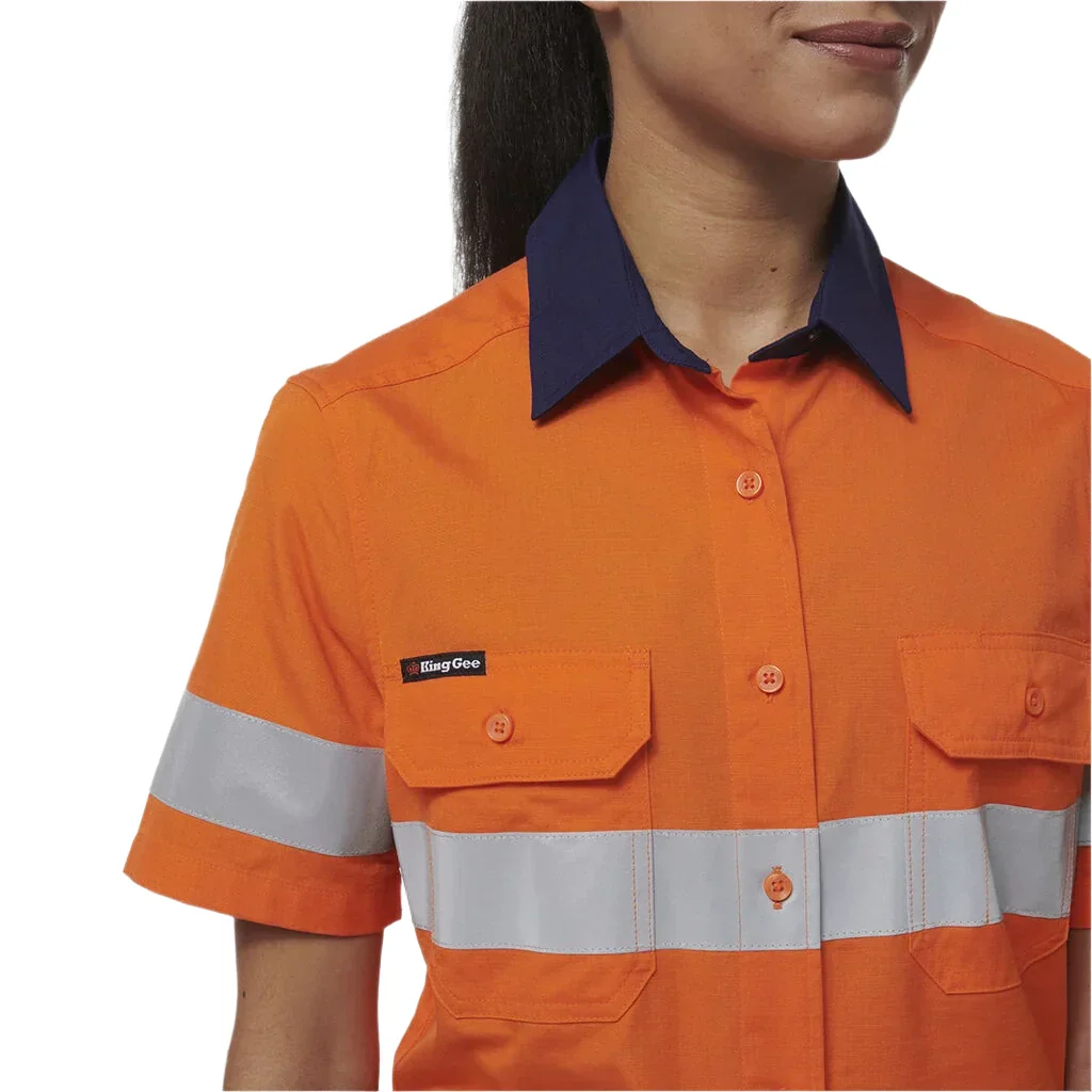 KingGee Women's Workcool Vented Reflective Short Sleeve Shirt (K44229) - Image 5