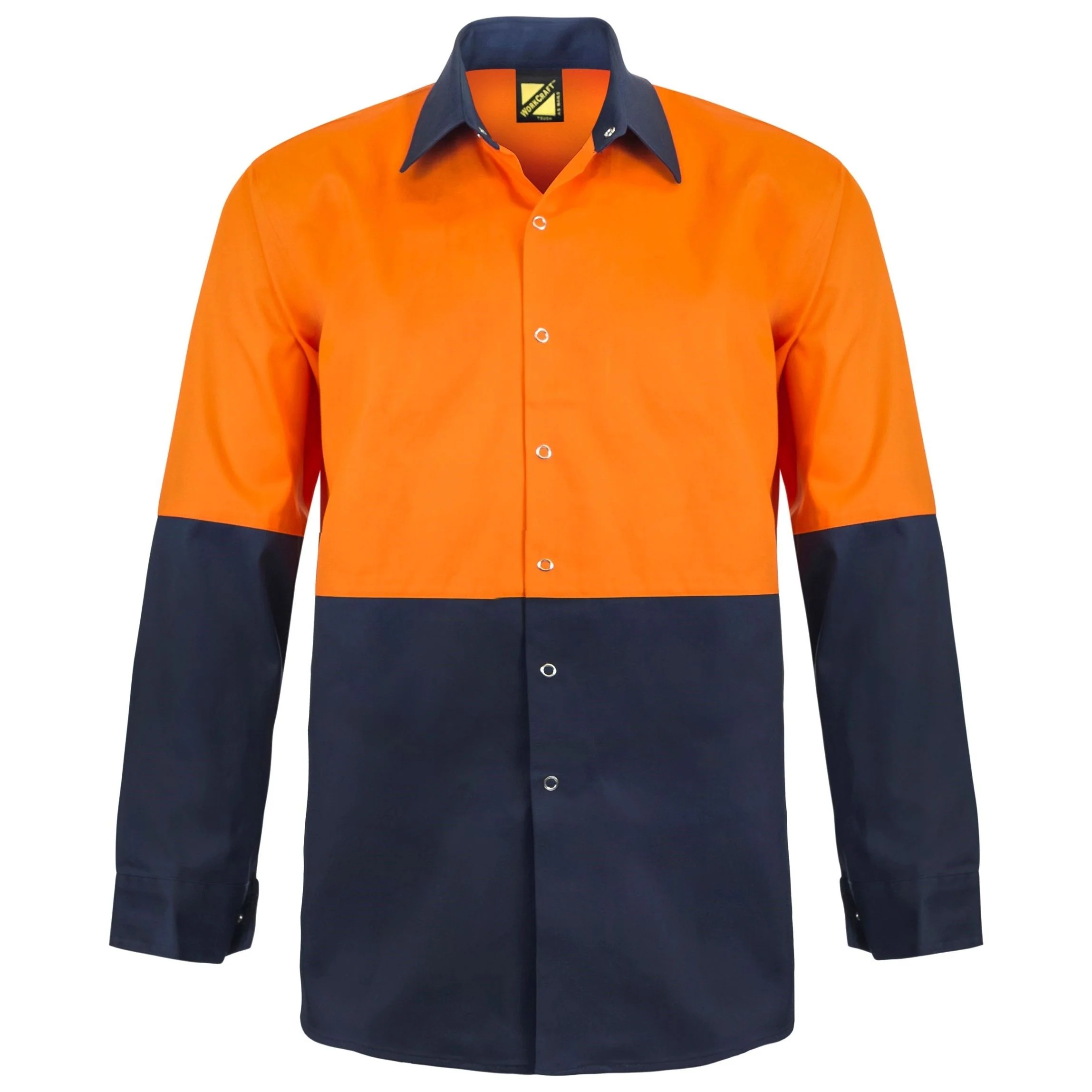 Workcraft Hi Vis Long Sleeve Cotton Drill Food Industry Shirt With Press Studs And Spare Pockets (WS3035) - Image 3