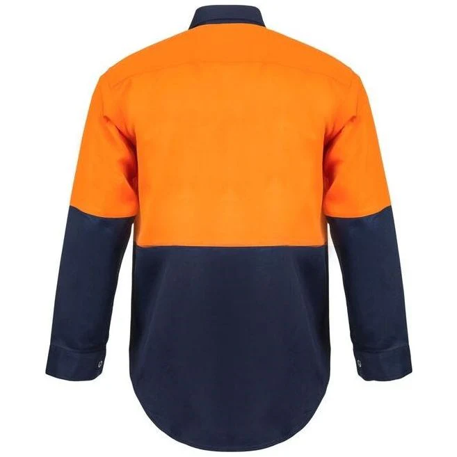 Workcraft Hi Vis long Sleeve Cotton Drill Industrial Laundry Shirt With Press Studs (WS3032) - Image 4