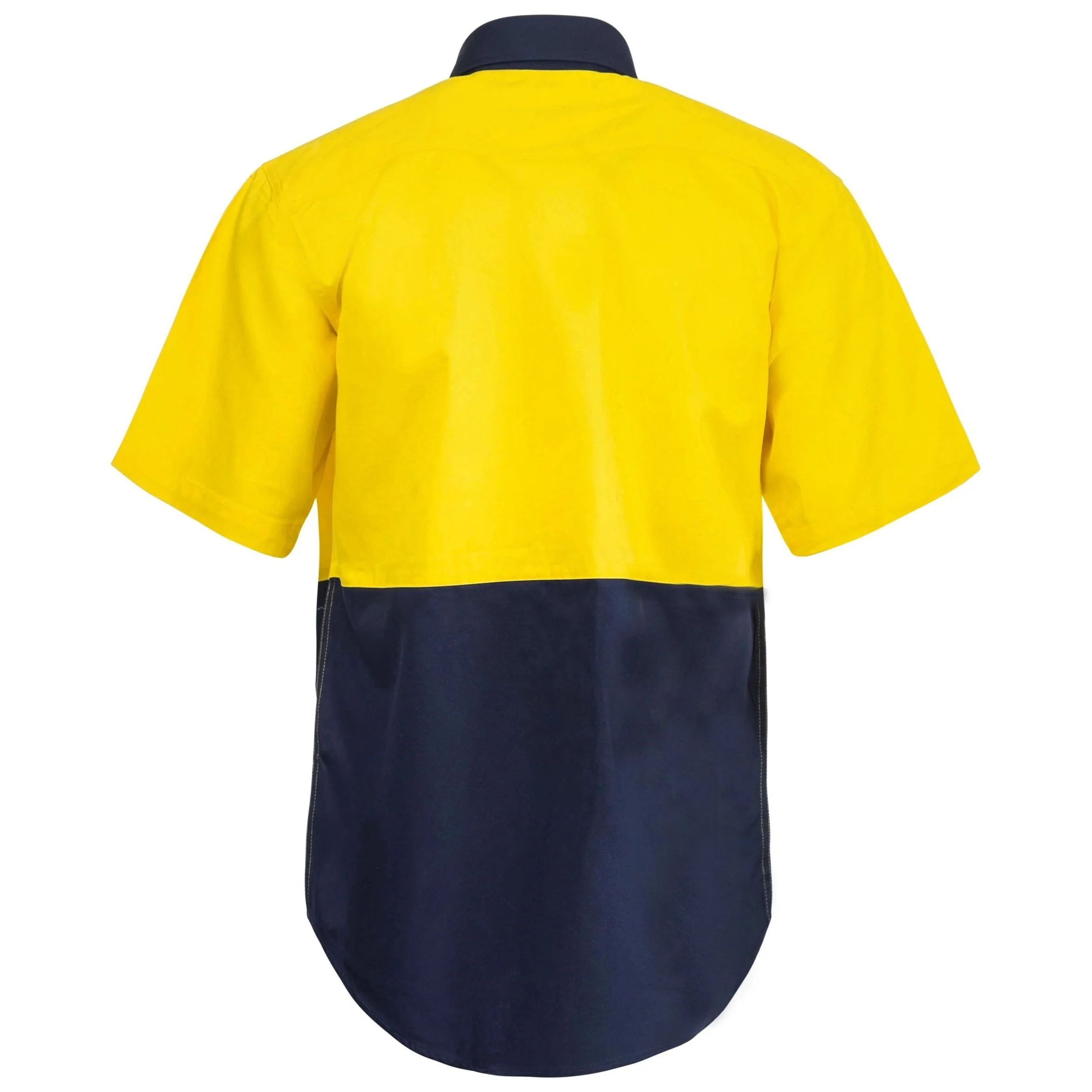 Workcraft Hi Vis Short Sleeve Cotton Drill Industrial Laundry Shirt With Press Studs (WS3063) - Image 2