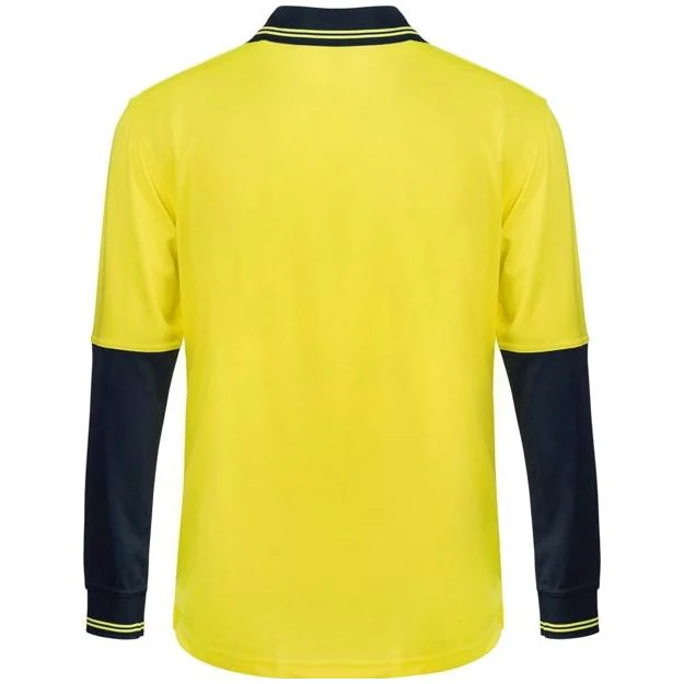 Workcraft Hi Vis Two Tone Long Sleeve Cotton Back Polo With Pocket (WSP402) - Image 2