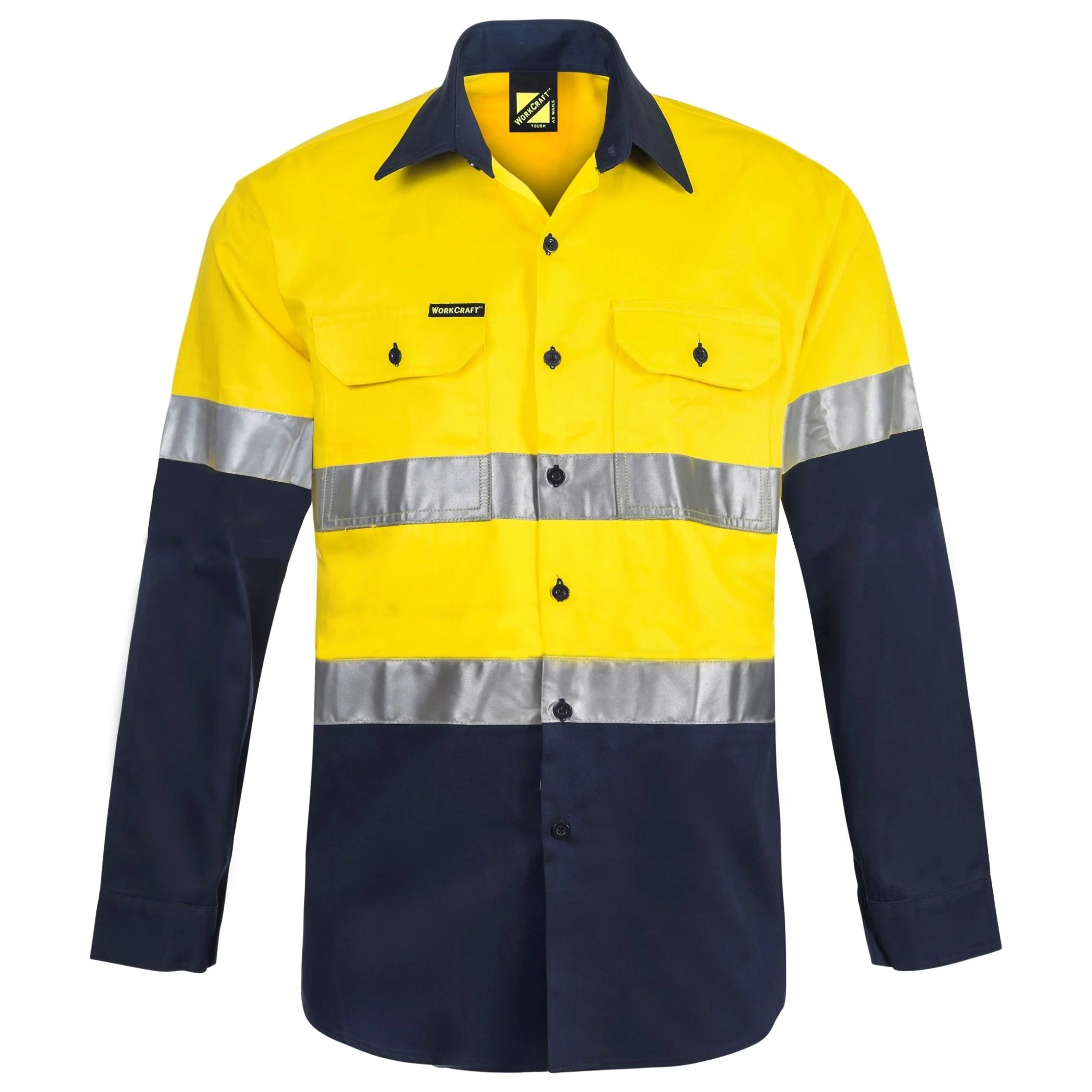 Workcraft Hi Vis Two Tone Long Sleeve Cotton Drill Shirt With CSR Reflective Tape (WS4000) - Image 3