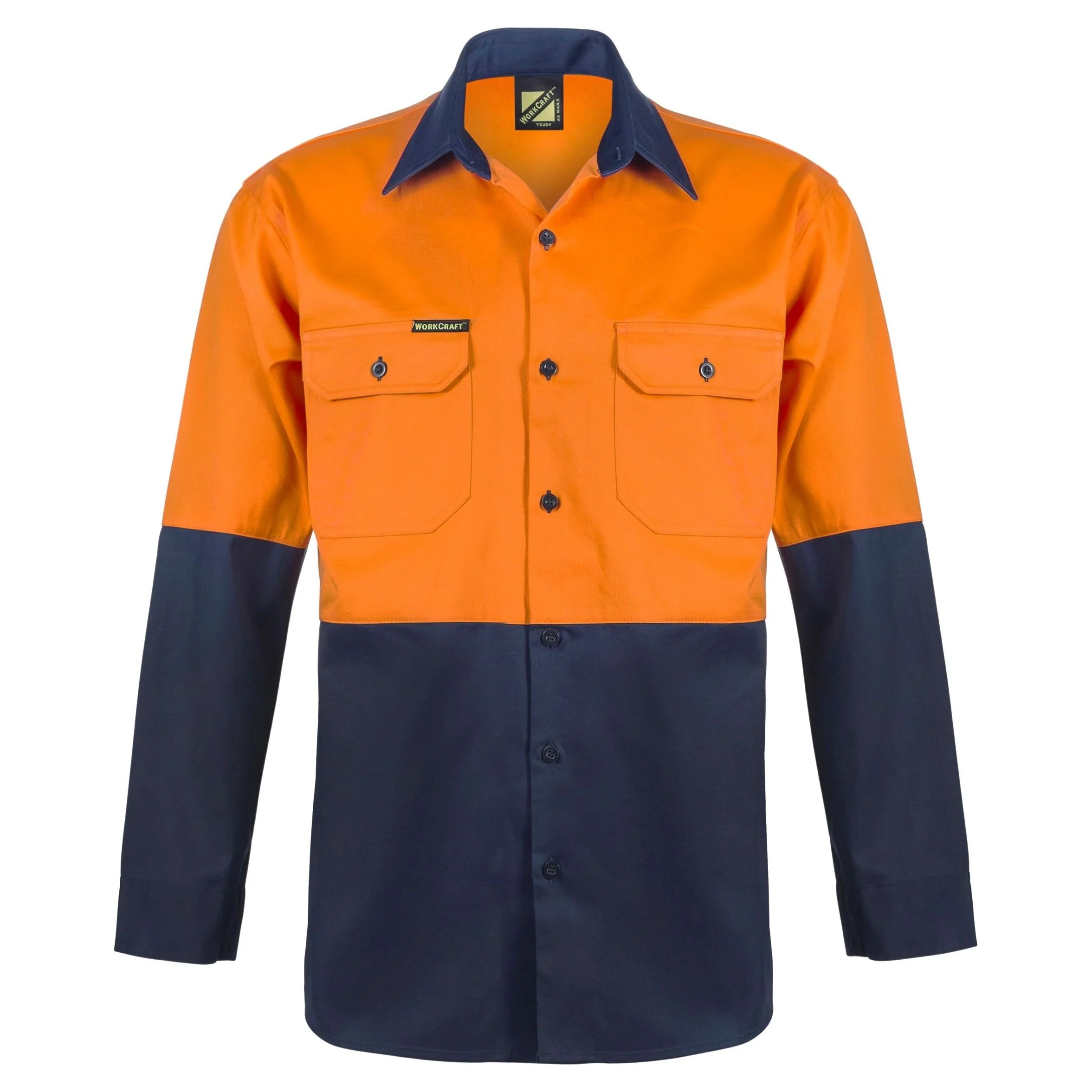 Workcraft Hi Vis Two Tone Long Sleeve Cotton Drill Shirt (WS3022)