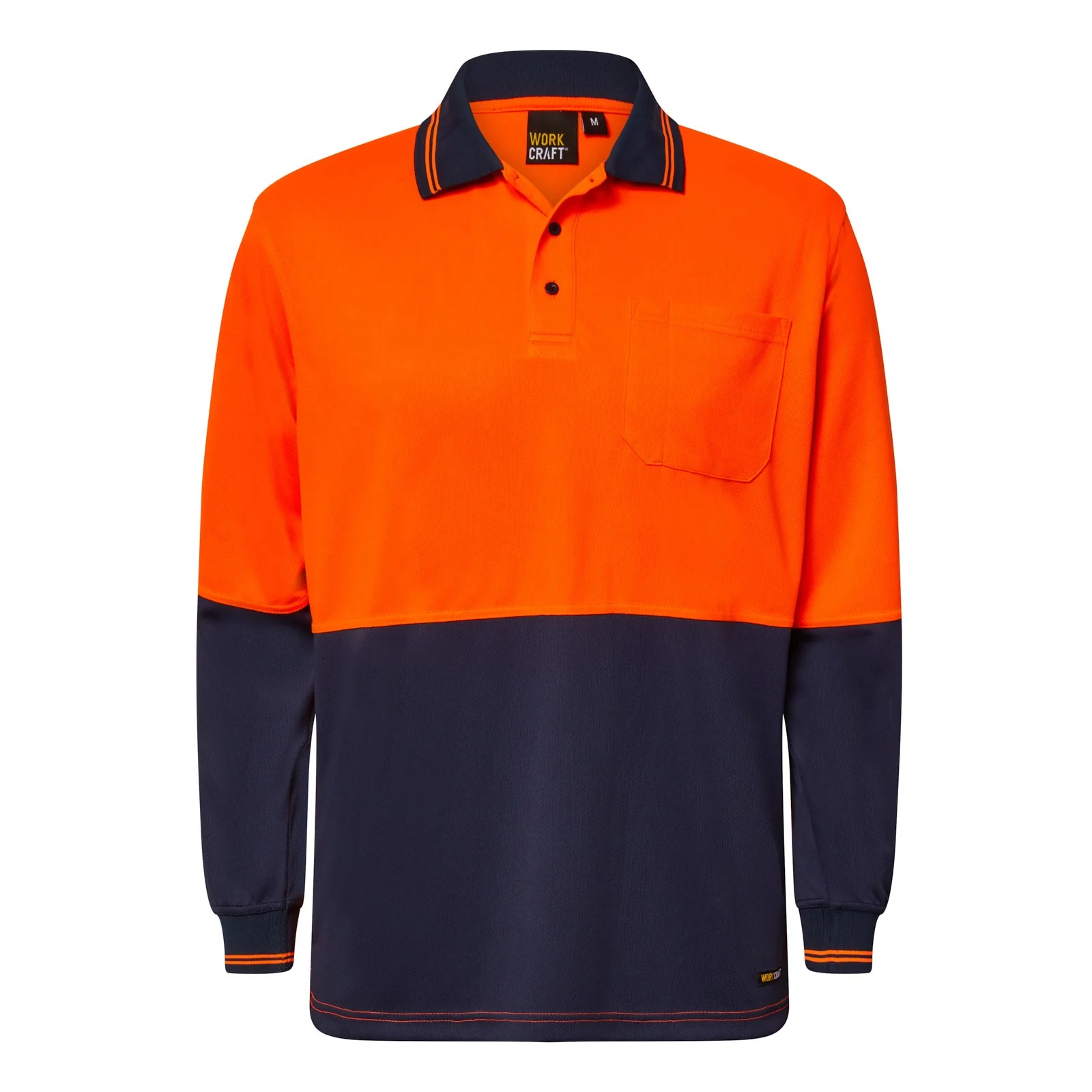 Workcraft Hi Vis Two Tone Long Sleeve Micromesh Polo With Pocket (WSP202) - Image 4