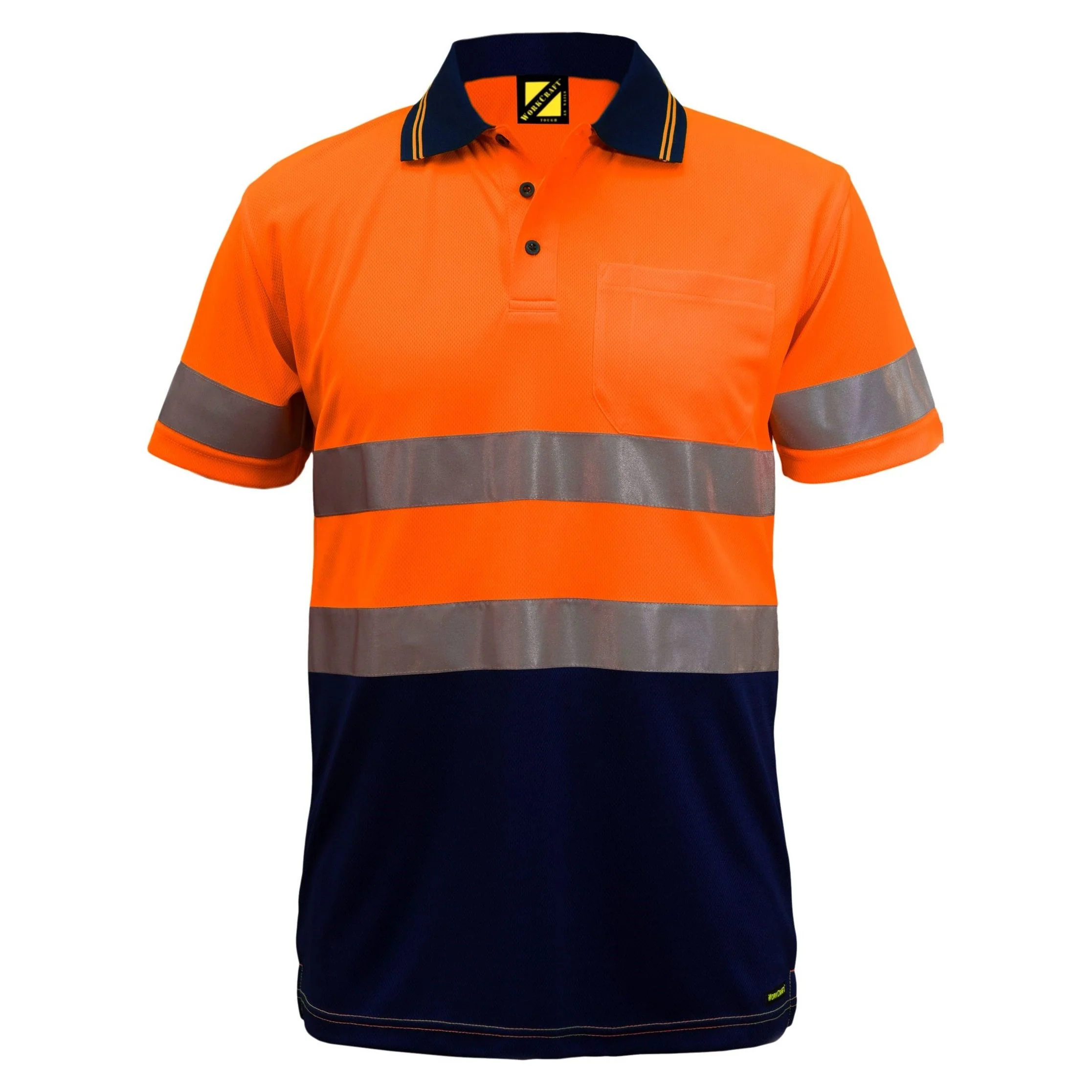 Workcraft Hi Vis Two Tone Short Sleeve Micromesh Polo With Pocket And CSR Reflective Tape (WSP410) - Image 3