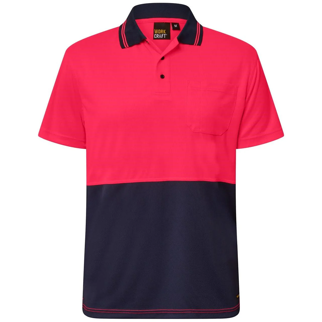 Workcraft Hi Vis Two Tone Short Sleeve Micromesh Polo With Pocket (WSP201)