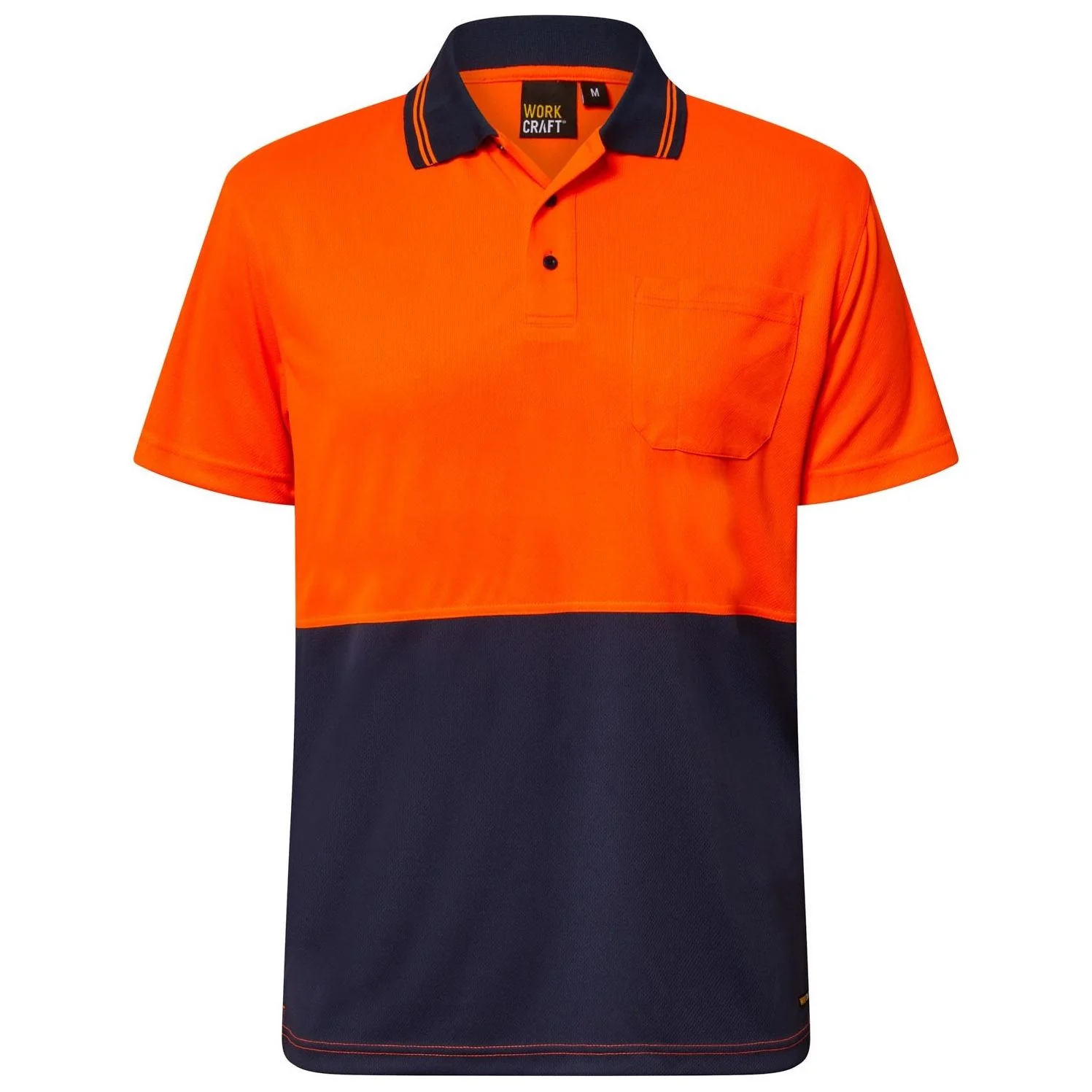 Workcraft Hi Vis Two Tone Short Sleeve Micromesh Polo With Pocket (WSP201) - Image 2