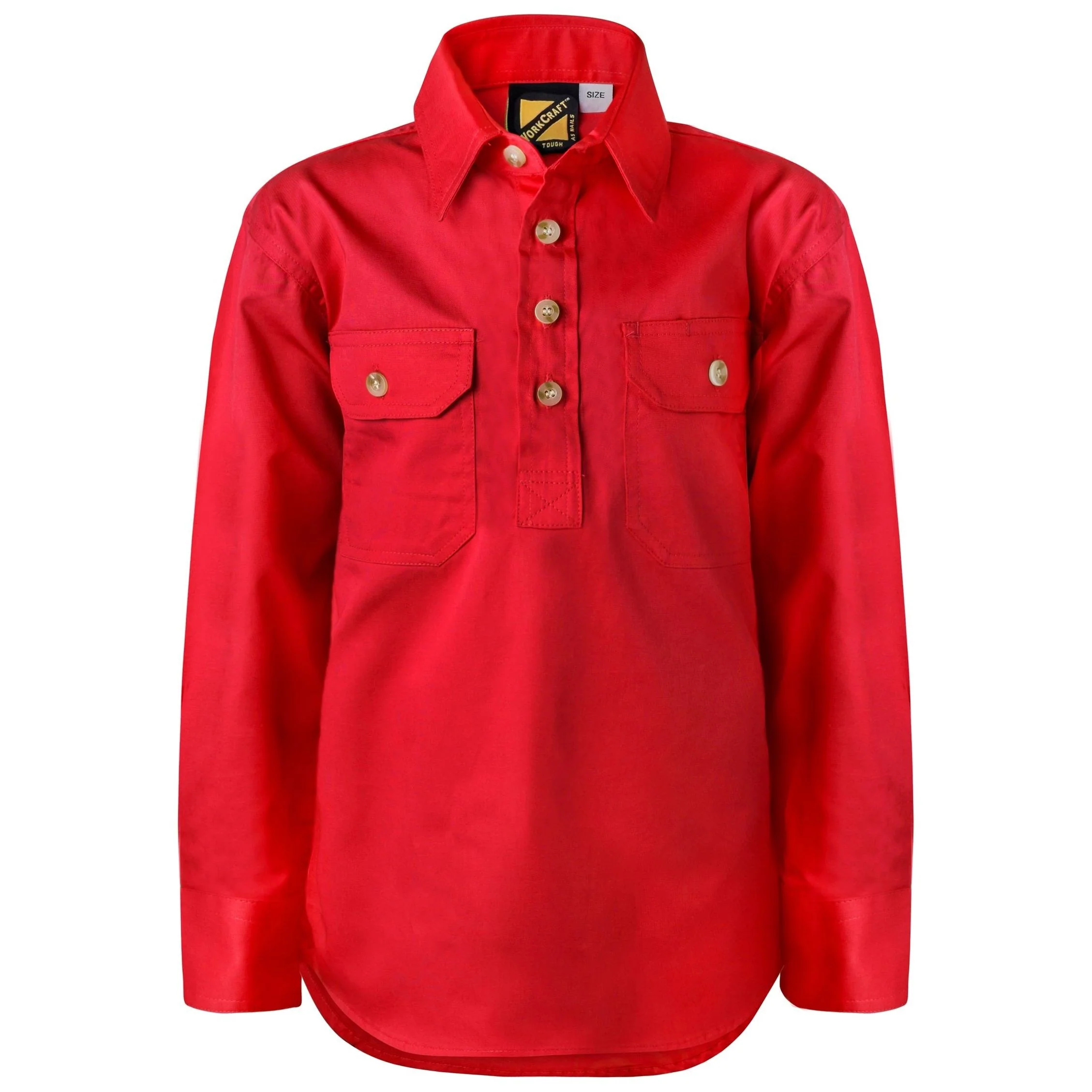 Workcraft Kids Lightweight Long Sleeve Closed Front Cotton Drill Shirt (WSK131) - Image 3