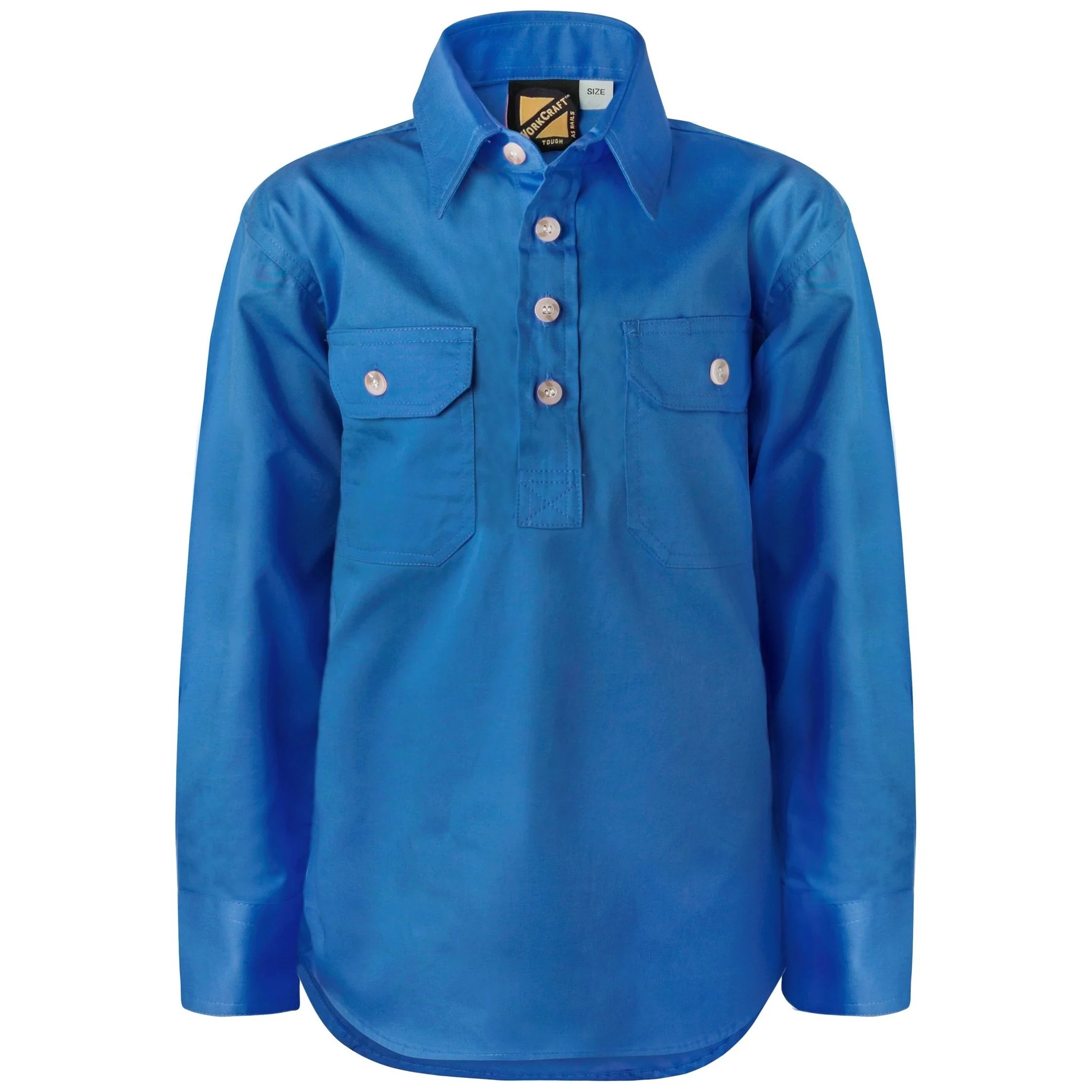 Workcraft Kids Lightweight Long Sleeve Closed Front Cotton Drill Shirt (WSK131) - Image 5