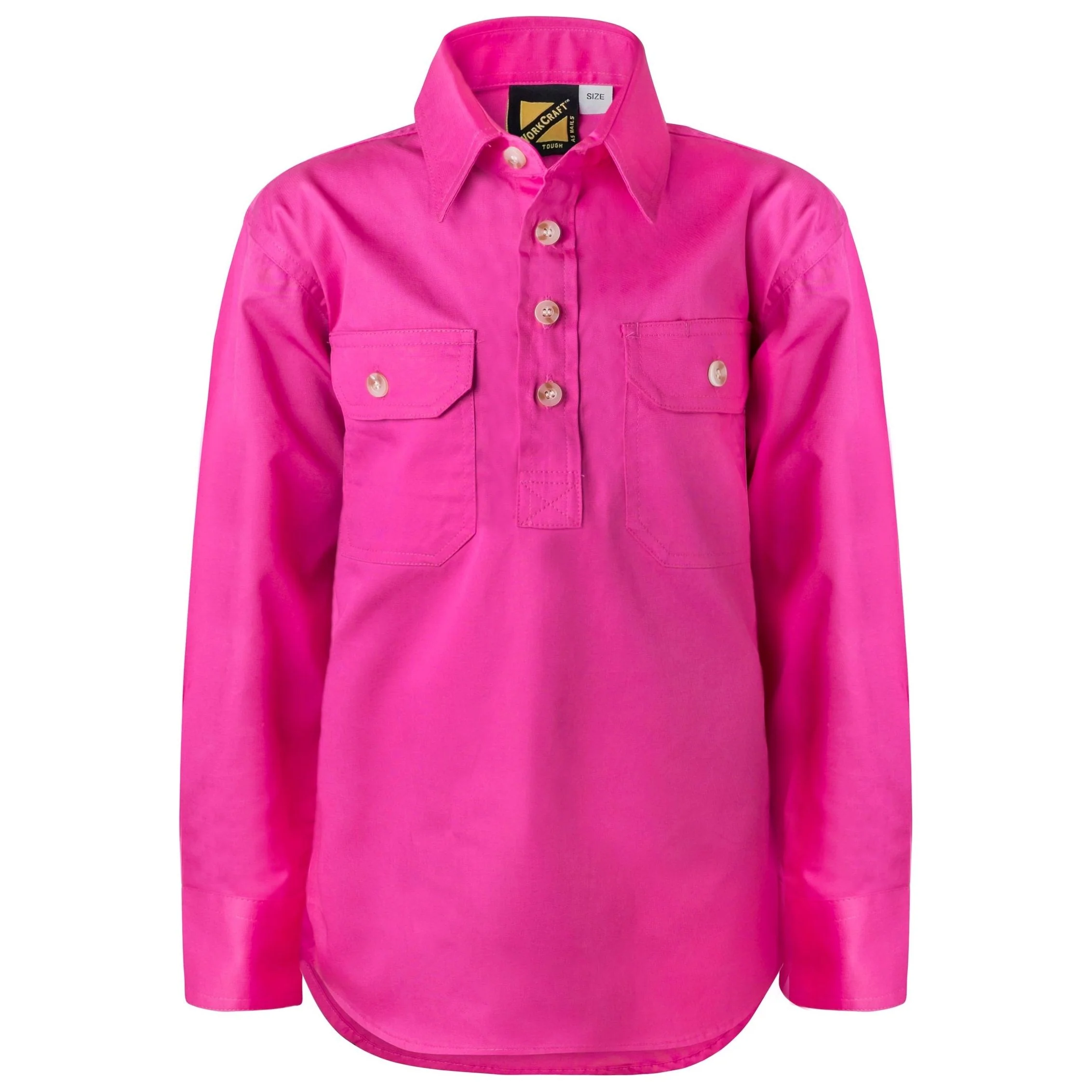 Workcraft Kids Lightweight Long Sleeve Closed Front Cotton Drill Shirt (WSK131) - Image 7
