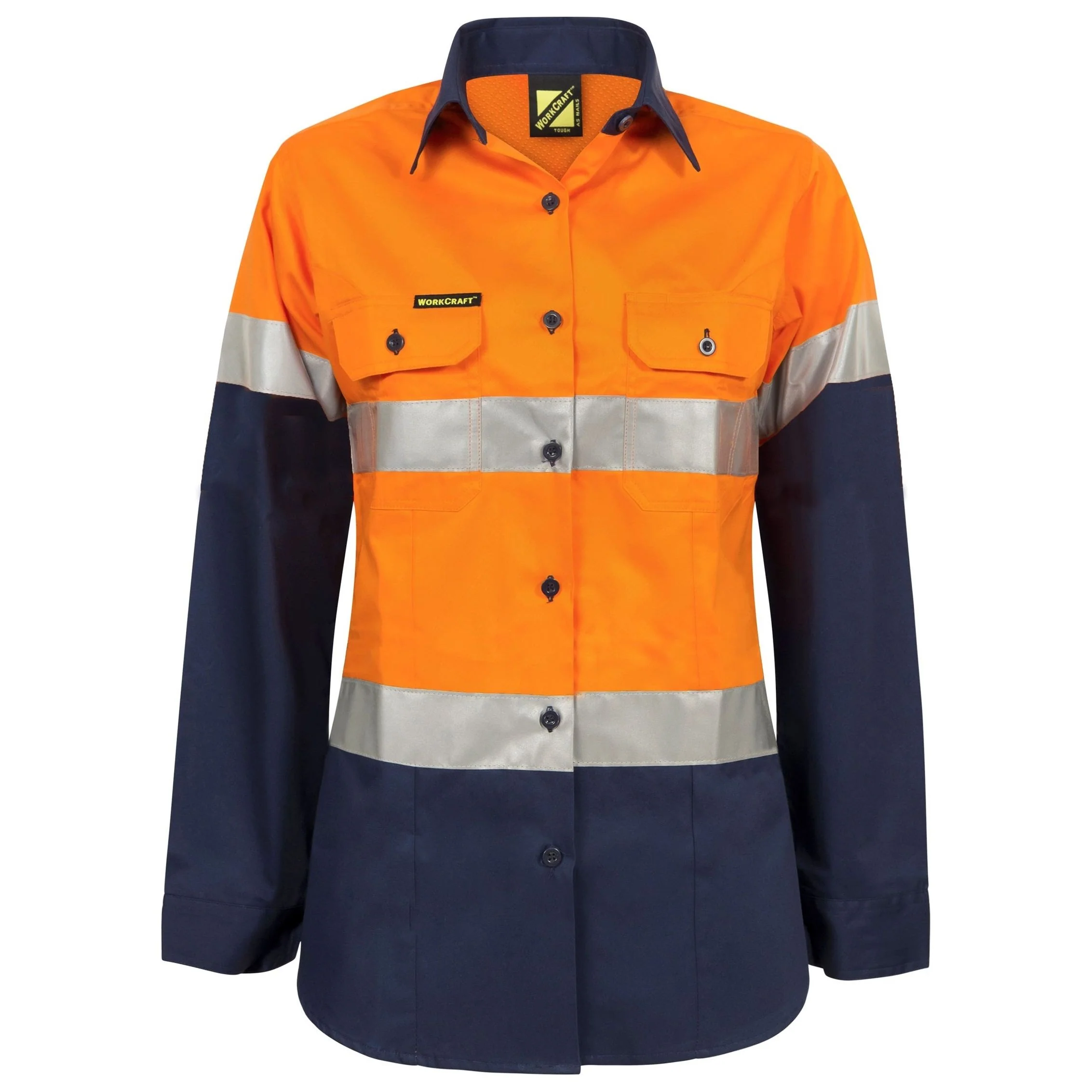 Workcraft Ladies Lightweight Hi Vis Long Sleeve Vented Reflective Cotton Drill Shirt With Tape (WSL501) - Image 3