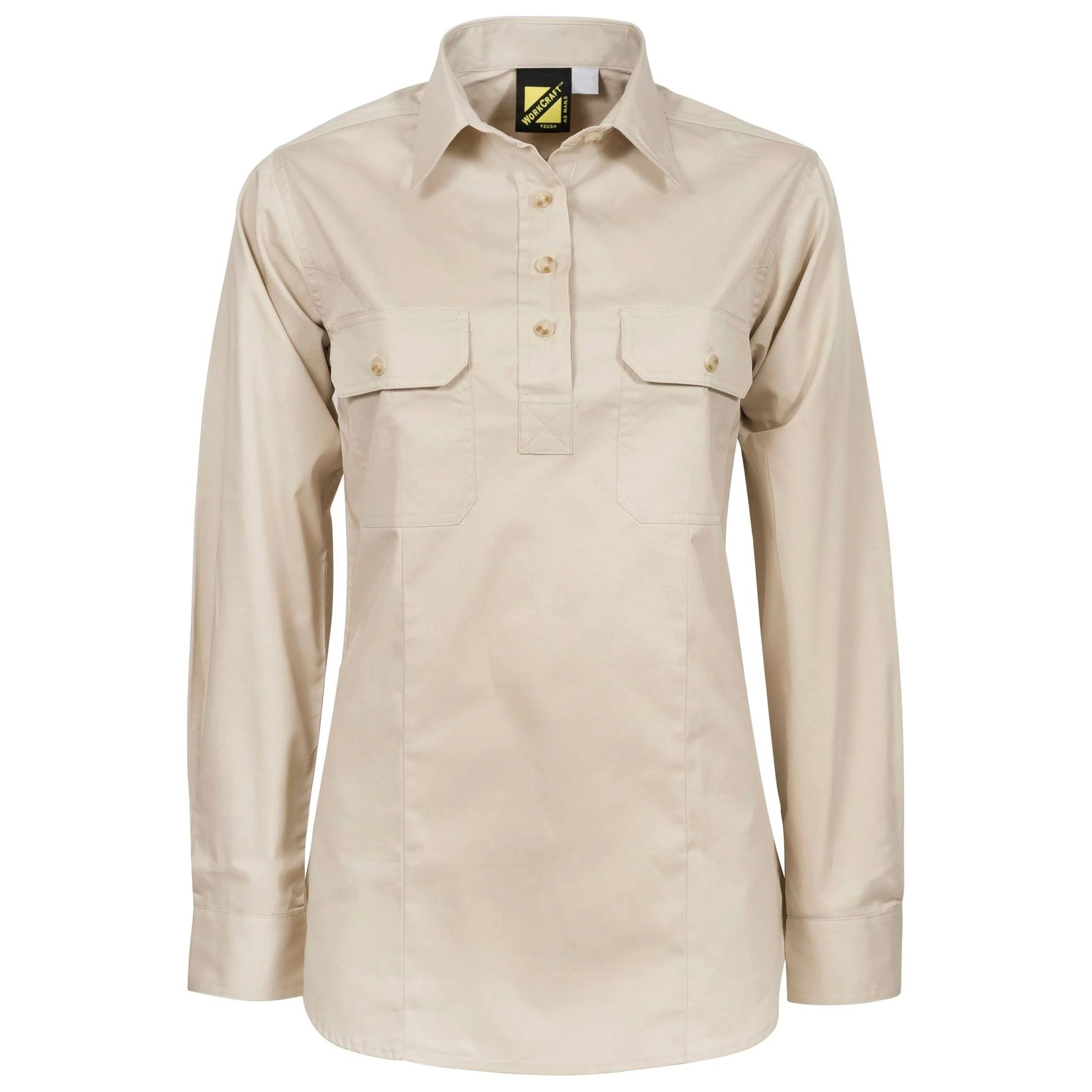 Workcraft Ladies Lightweight Long Sleeve Closed Front Cotton Drill Shirt (WSL505) - Image 3