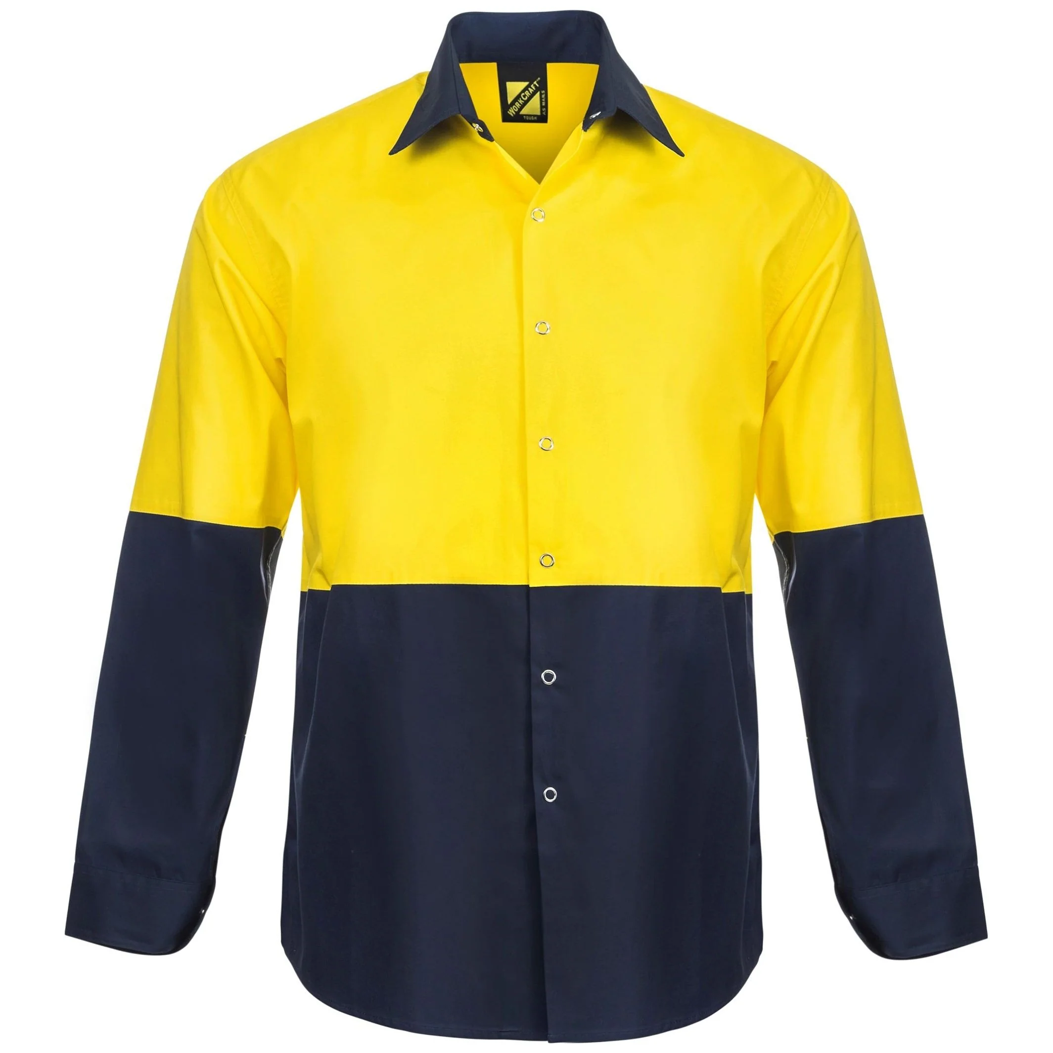 Workcraft Lightweight Hi Vis Long Sleeve Vented Cotton Drill Food Industry Shirt With Press Studs And Spare Pockets (WS3045) - Image 3