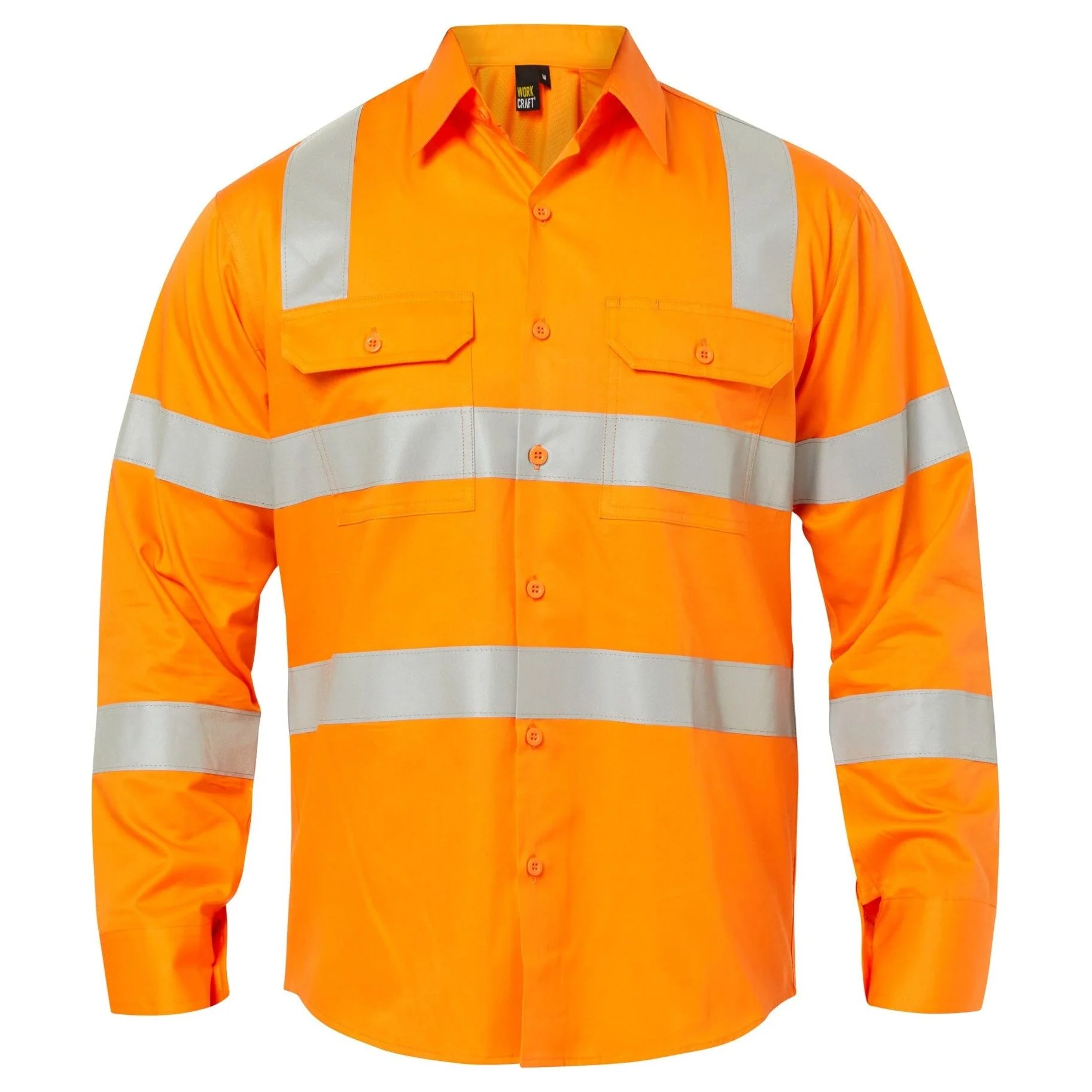 Workcraft Lightweight Hi Vis Vented Cotton Drill Shirt With Semi Guesset And Shoulder Pattern CSR Reflective Tape (WS6011)