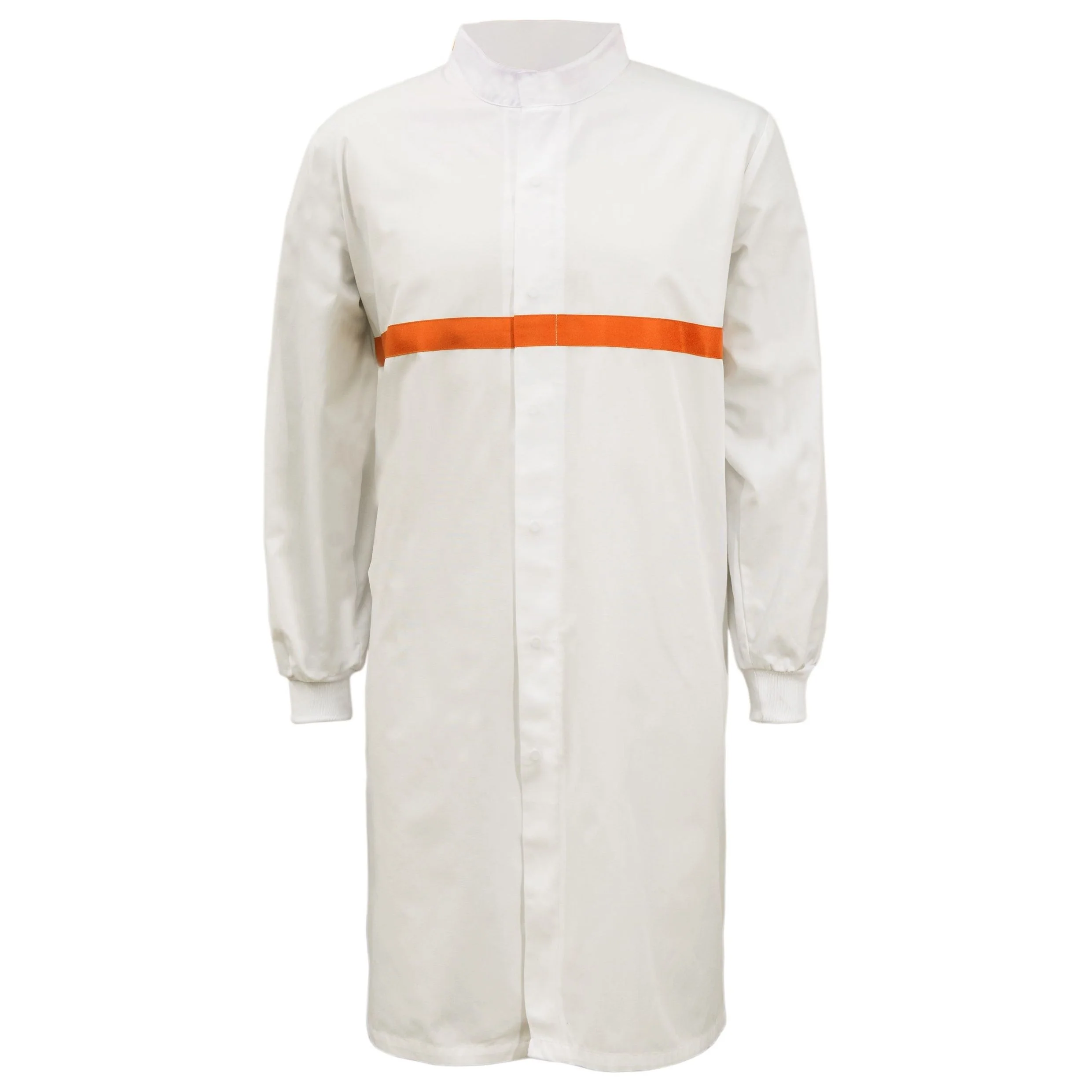Workcraft Long Sleeve Food Industry Long Length Dustcoat With Contrast Trims On Chest (MTO) (WJ3198) - Image 3